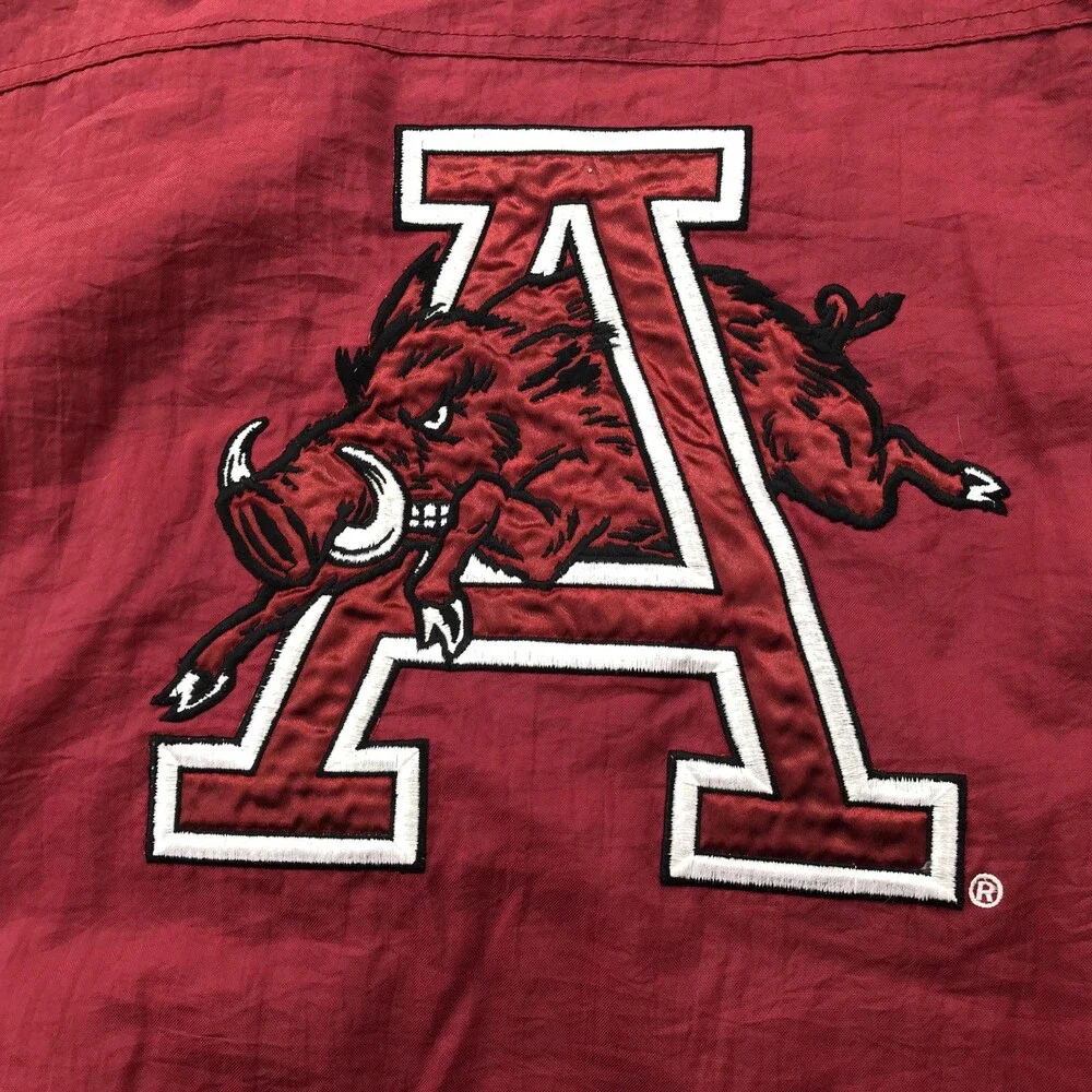 Vintage Arkansas Razorbacks Jacket Mens Large Kangaroo Pouch Starter Pullover